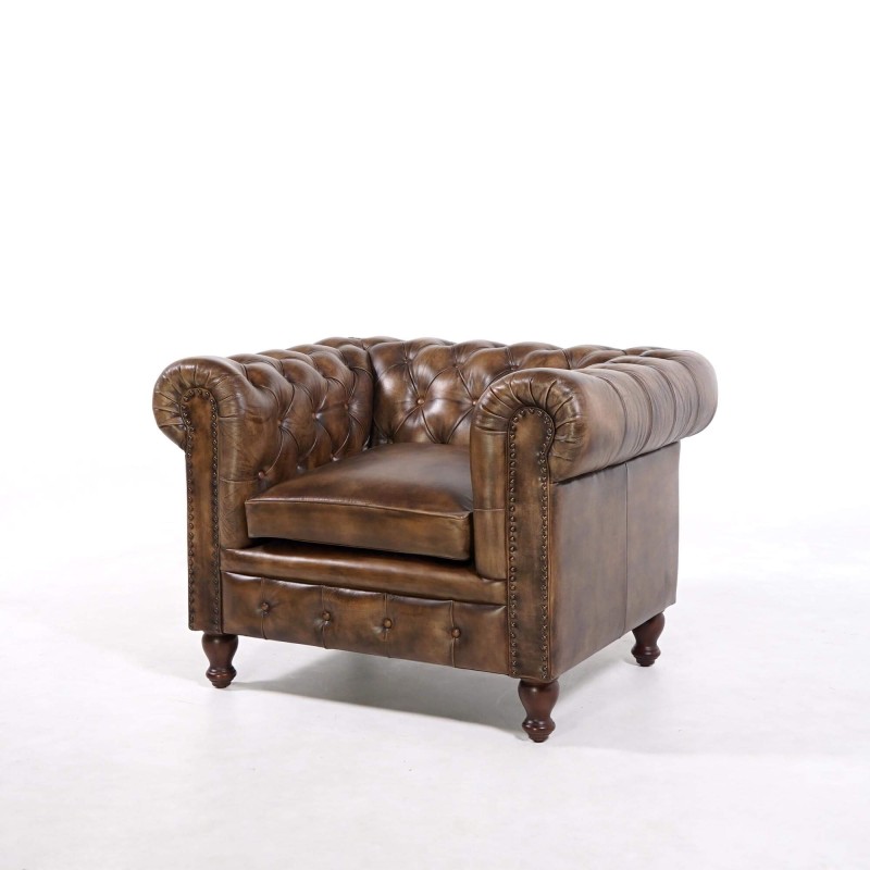 Chesterfield fauteuil in echt leder – Edward