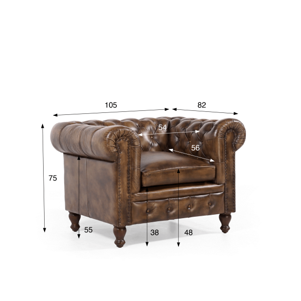 Chesterfield fauteuil in echt leder – Edward
