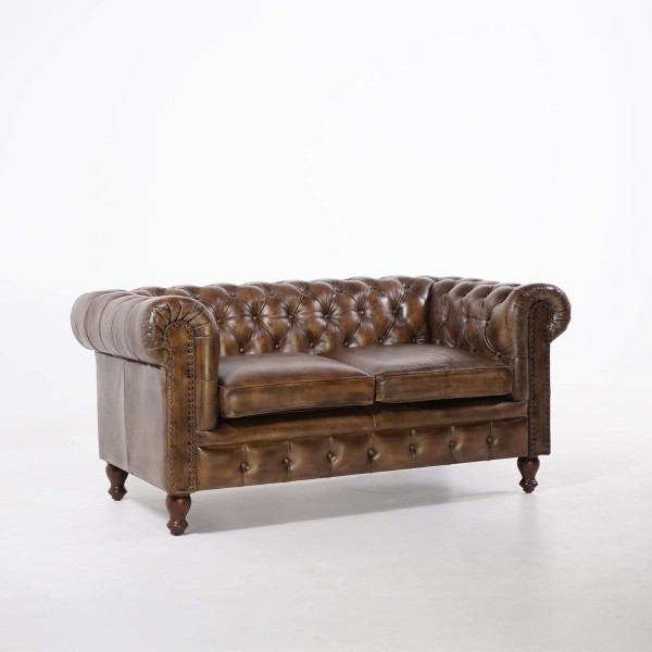 Chesterfield zetel in echt leder 2-zit – Edward
