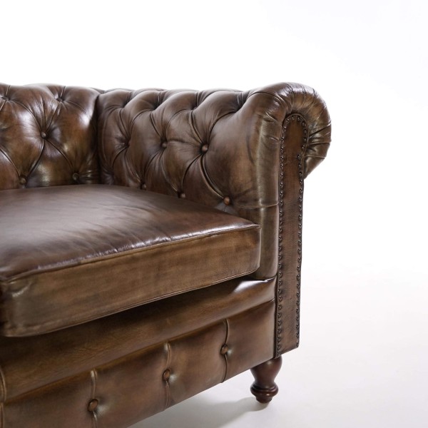 Chesterfield zetel in echt leder 2-zit – Edward