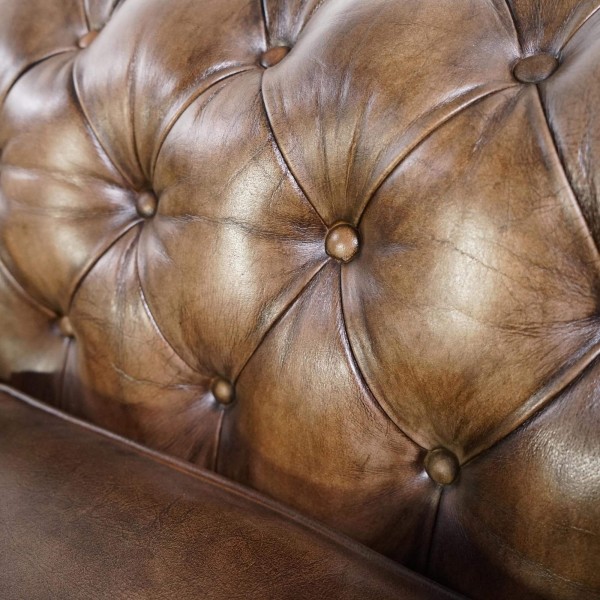 Chesterfield zetel in echt leder 2-zit – Edward
