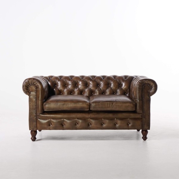 Chesterfield zetel in echt leder 2-zit – Edward