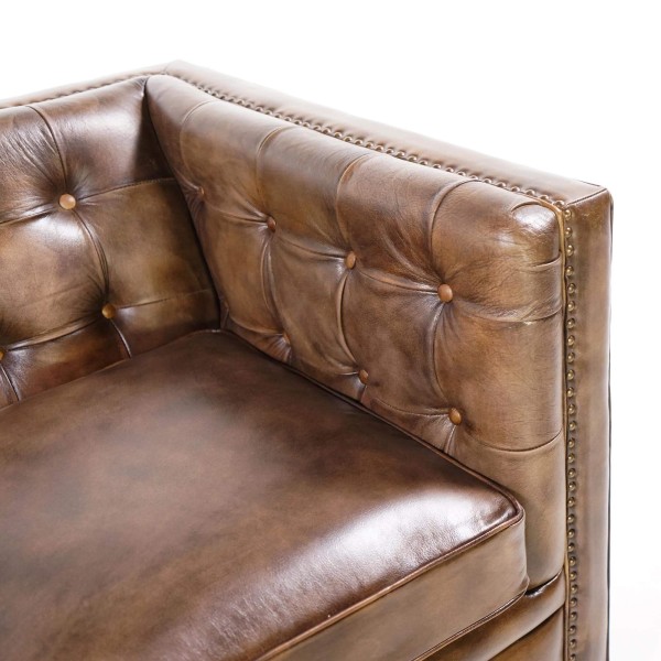 Chesterfield 3-zitsbank in gecapitonneerd buffelleer – Charles