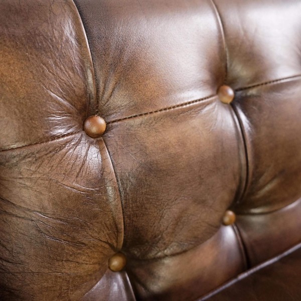 Chesterfield 3-zitsbank in gecapitonneerd buffelleer – Charles