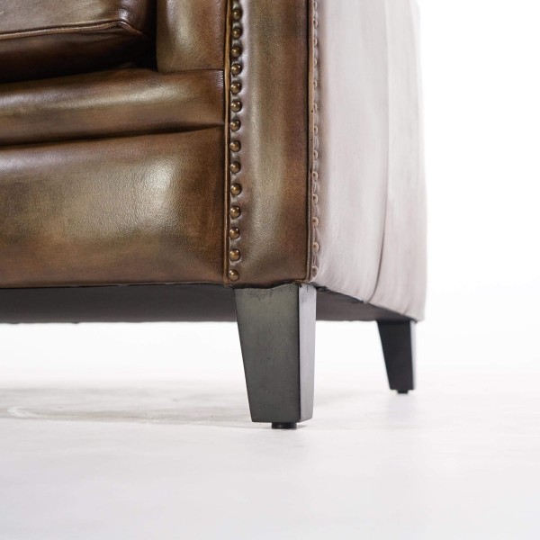Chesterfield 3-zitsbank in gecapitonneerd buffelleer – Charles