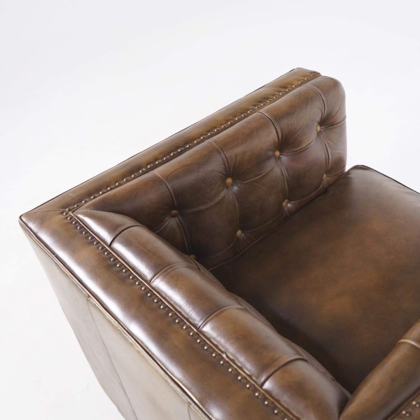 Fauteuil in buffelleer Chesterfield – Charles