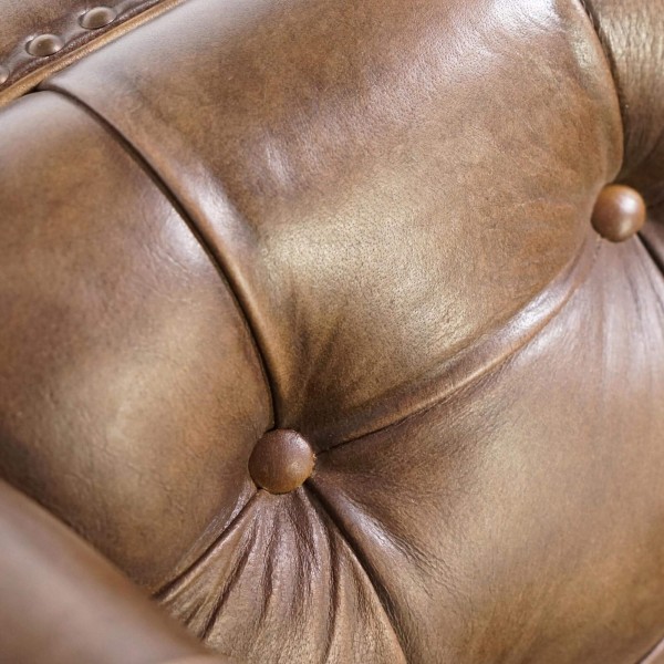 Fauteuil in buffelleer Chesterfield – Charles