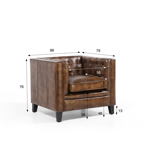 Fauteuil in buffelleer Chesterfield – Charles