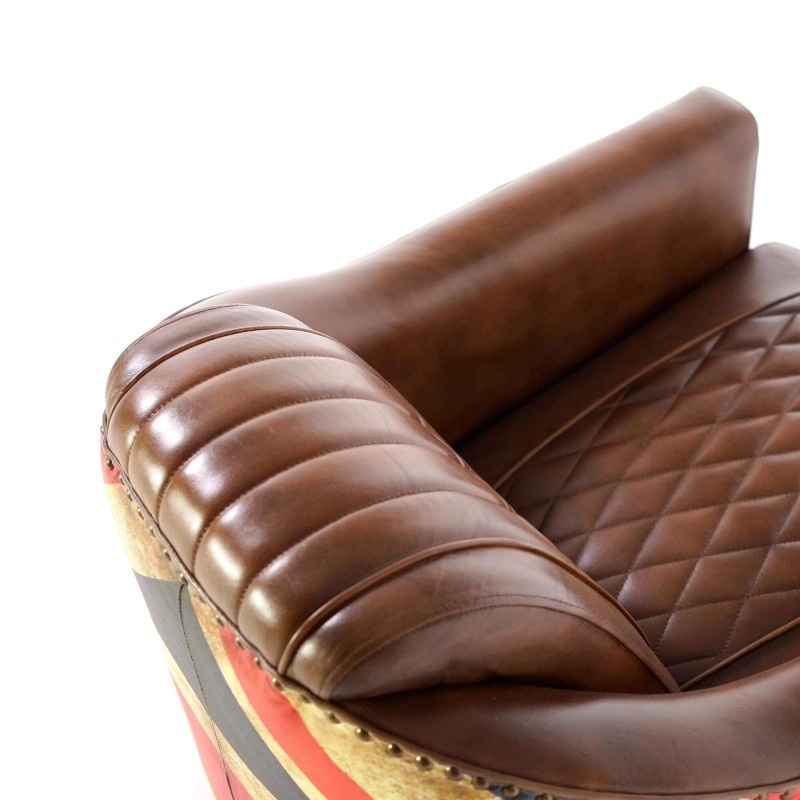 Lederen clubzetel met Engelse vlag