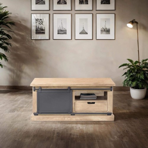 Salontafel van massief hout en metaal in industriële stijl – Detroit