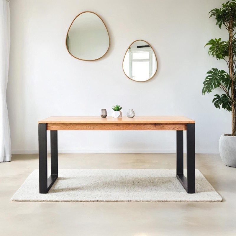 Eettafel van hout en metaal 160 cm – Osaka
