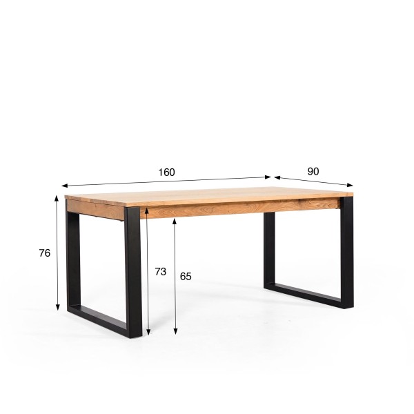 Eettafel van hout en metaal 160 cm – Osaka