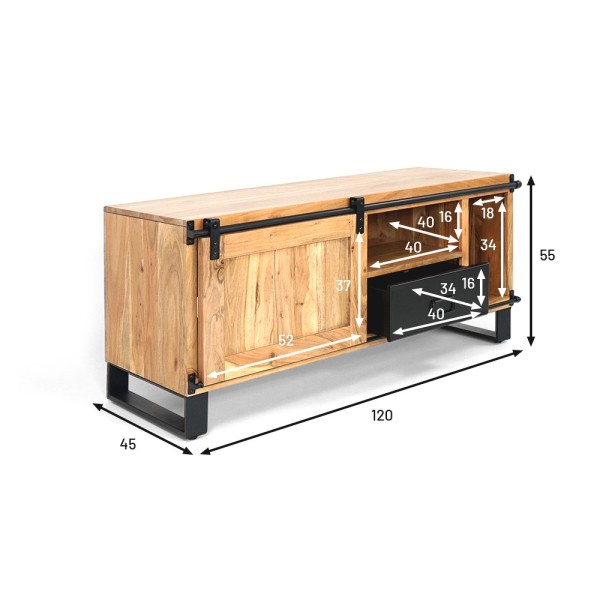 TV-meubel hout en metaal 120 cm - Osaka