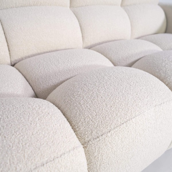 Rechte gecapitonneerde sofa in bouclé stof 2/3-zit – Elda
