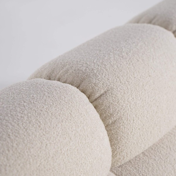 Rechte gecapitonneerde sofa in bouclé stof 2/3-zit – Elda