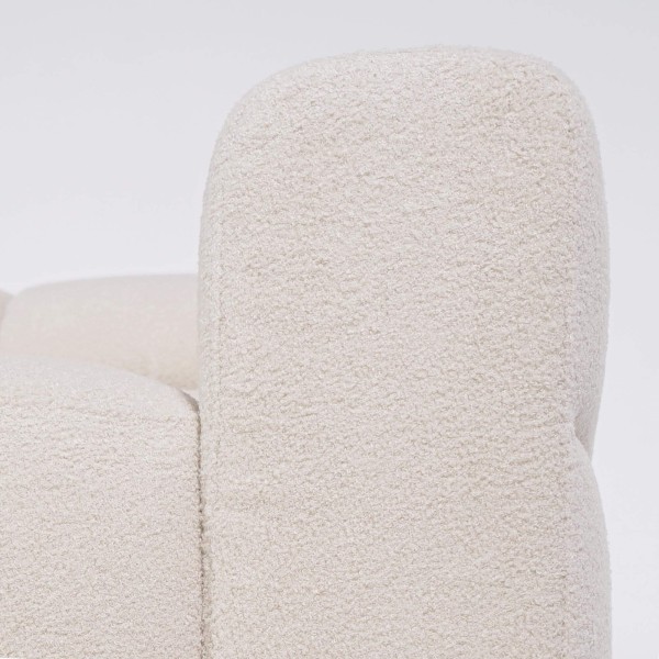 Rechte gecapitonneerde sofa in bouclé stof 2/3-zit – Elda