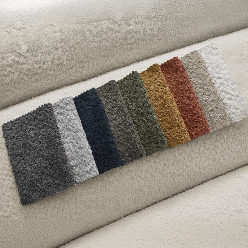 Rechte gecapitonneerde sofa in bouclé stof 2/3-zit – Elda