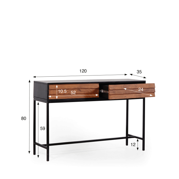 Consoletafel van natuurlijk hout 120cm - Tamara