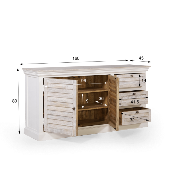 Wit dressoir in natuurlijk hout – Sea side