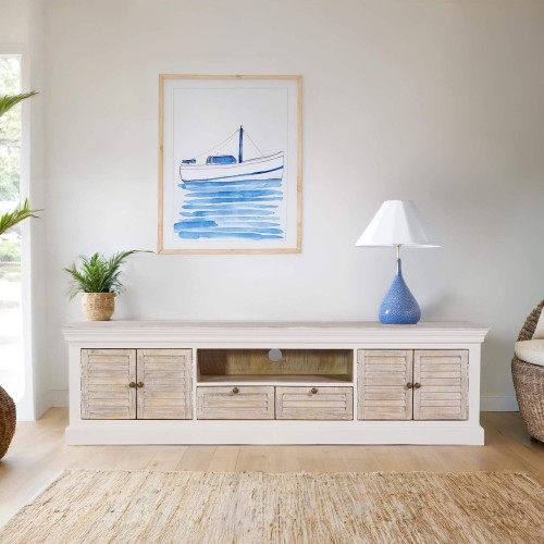 TV-meubel hout en wit 190...