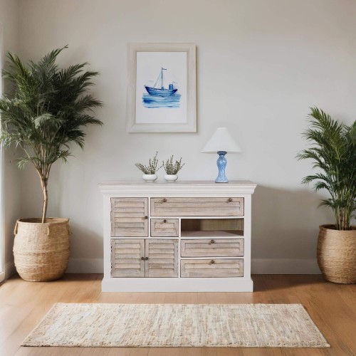 Buffet wit in natuurlijk hout - Sea side