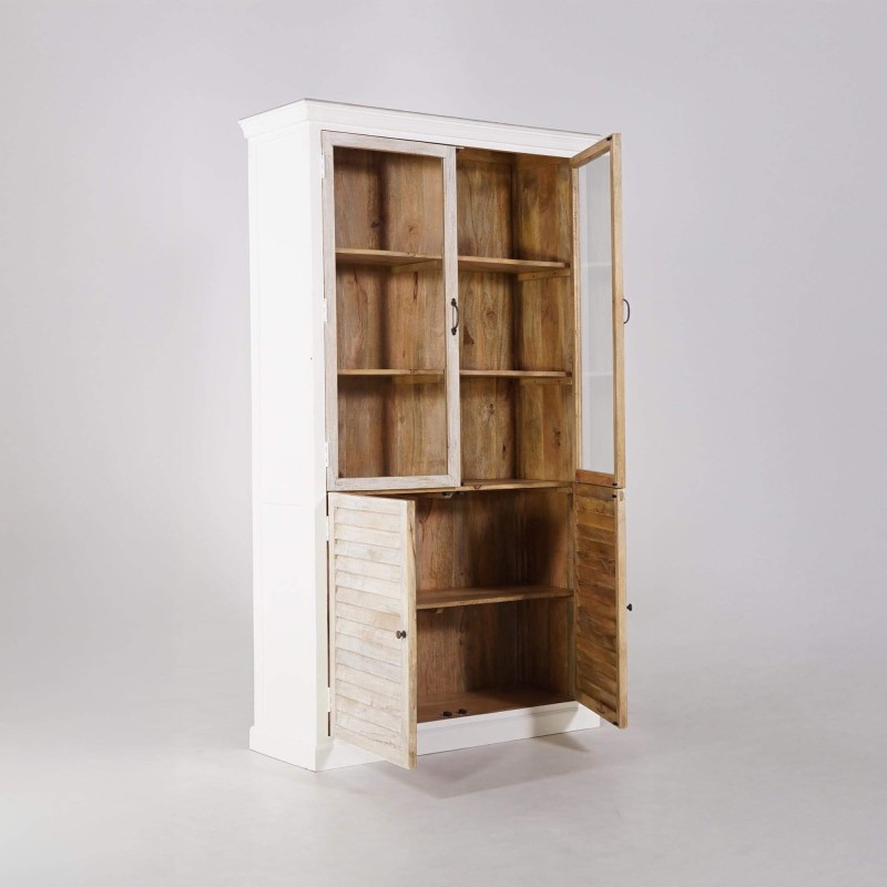 Buffet vitrinekast wit in natuurlijk hout - Sea side