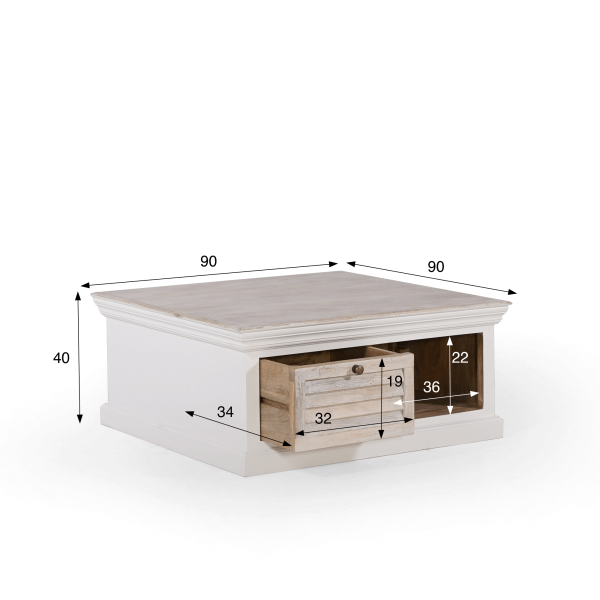 Salontafel in naturel wit hout - Sea side