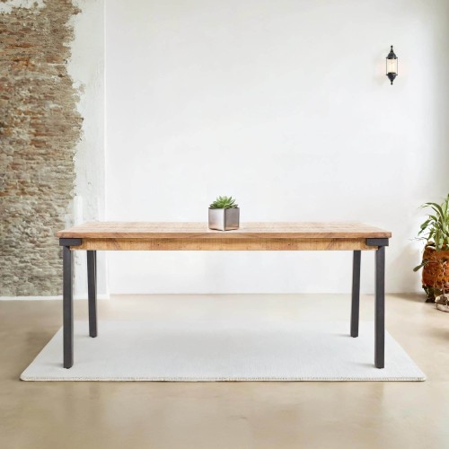 Vintage hout en metalen tafel - Retro Archi