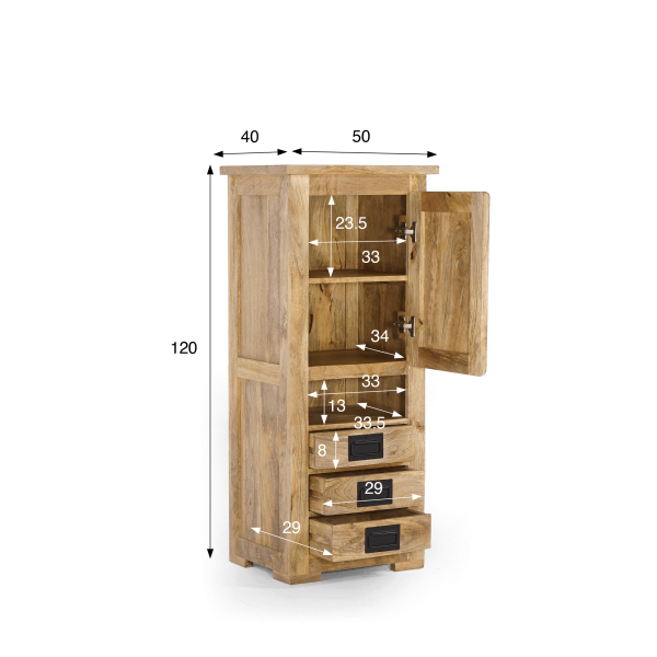 Opbergmeubel in hout en metaal – Paris
