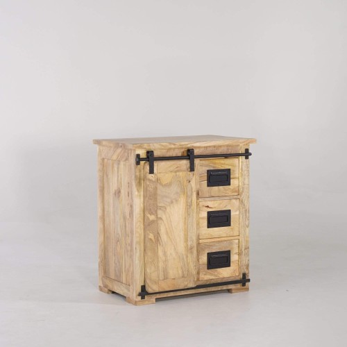 Klein industrieel dressoir in massief hout 70 cm - Paris