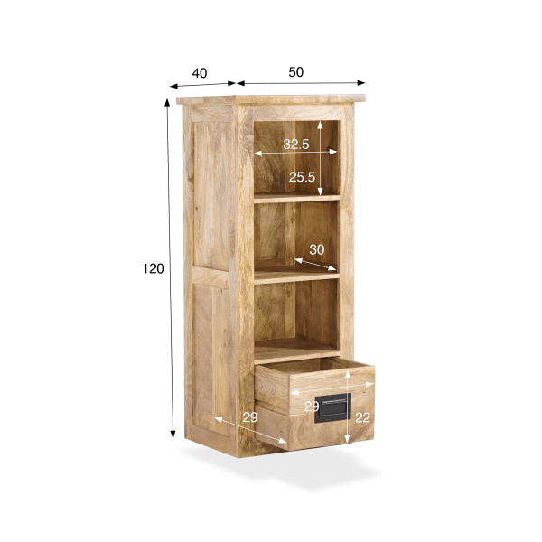 Kolomkast voor de badkamer in hout en metaal – Paris