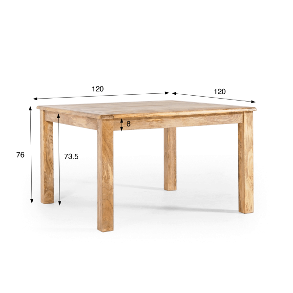 Vierkante eettafel in massief hout - Paris