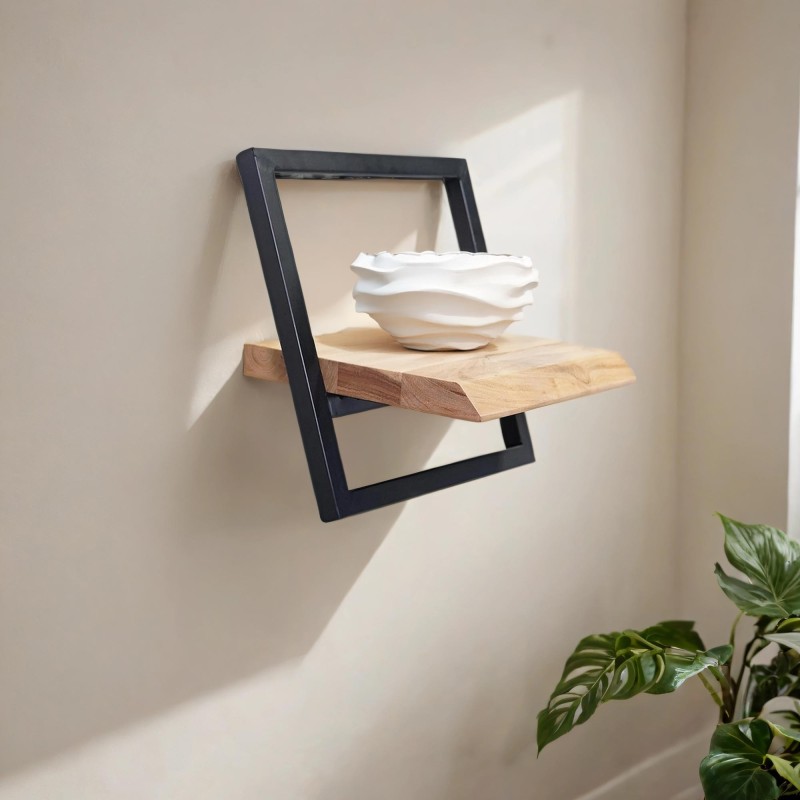 Wandplank 30 cm hout en metaal - Inclined