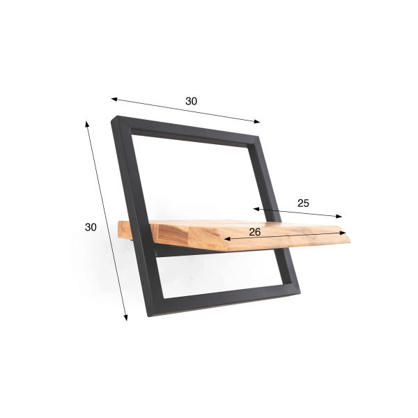 Wandplank 30 cm hout en metaal - Inclined