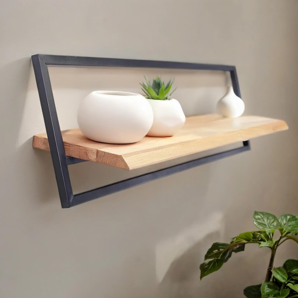 Wandplank 100 cm hout en metaal - Inclined