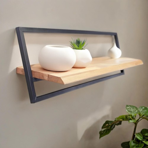 Wandplank 100 cm hout en metaal - Inclined