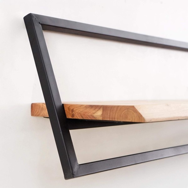 Wandplank 100 cm hout en metaal - Inclined
