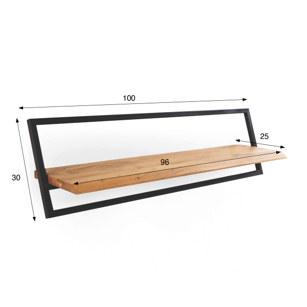 Wandplank 100 cm hout en metaal - Inclined