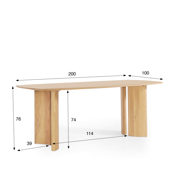 Eettafel in massief eikenhout 200 cm - Lago