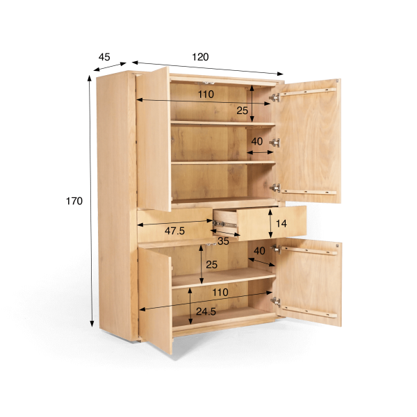 Buffetkast in naturel eikenhout 120 cm - Yseult