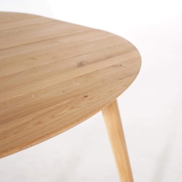 Ronde eettafel in eikenhout Ø120 cm met verlengblad van 45 cm