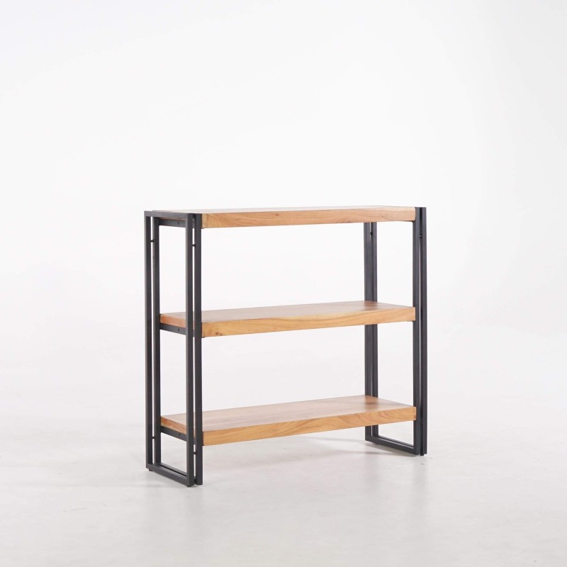 Lage wandkast in massief hout en metaal - Liverpool