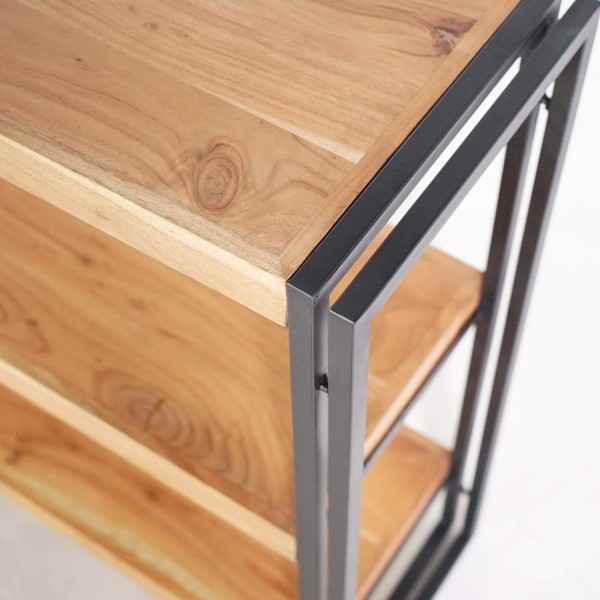 Lage wandkast in massief hout en metaal - Liverpool