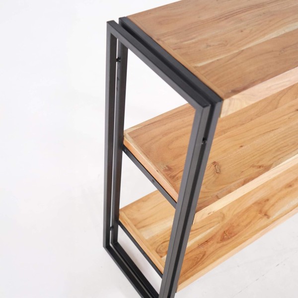 Lage wandkast in massief hout en metaal - Liverpool