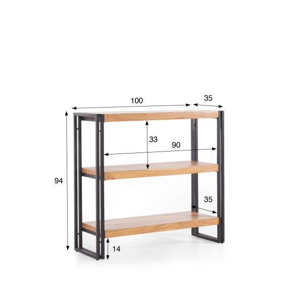 Lage wandkast in massief hout en metaal - Liverpool