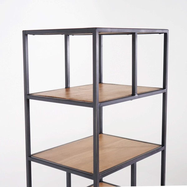 Industriële wandkast in zwart metaal en naturel hout 45 x 180 - Element