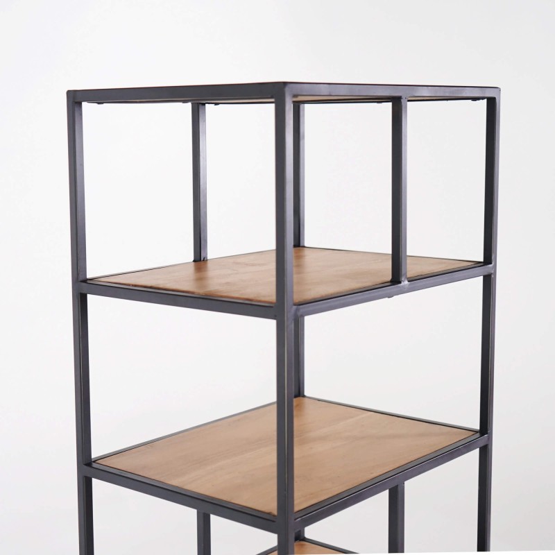 Industriële wandkast in zwart metaal en naturel hout 45 x 180 - Element