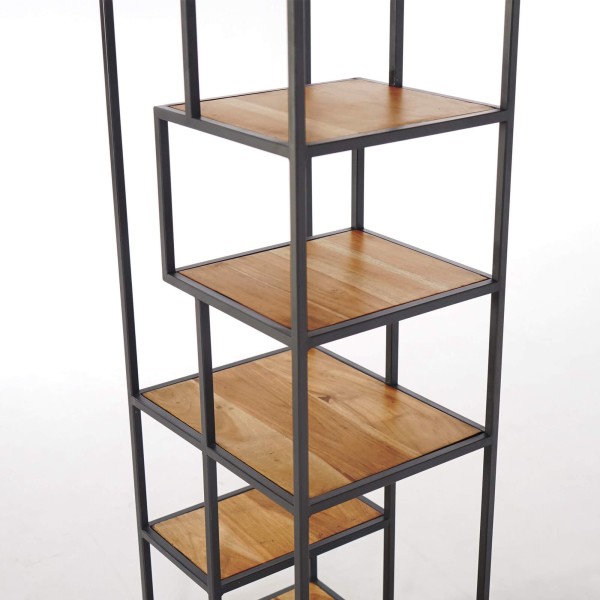 Industriële wandkast in zwart metaal en naturel hout 45 x 180 - Element