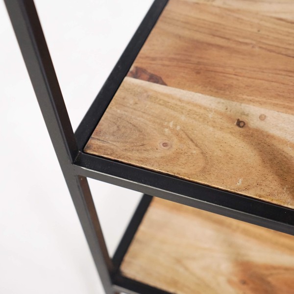 Industriële wandkast in zwart metaal en naturel hout 45 x 180 - Element