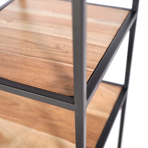 Industriële wandkast in zwart metaal en naturel hout 45 x 180 - Element